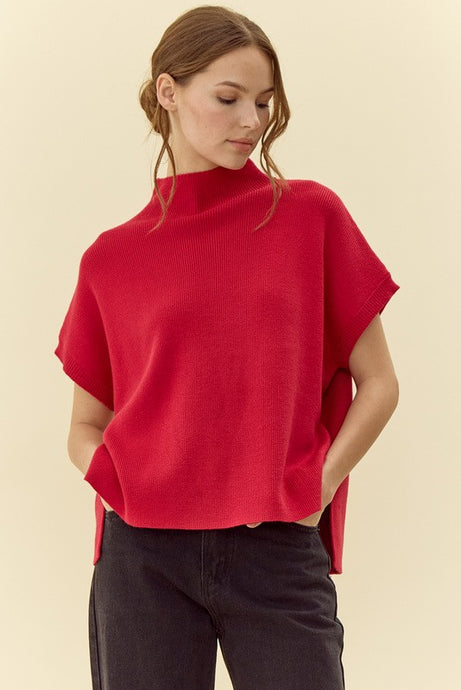 Trying To Play Cool Sweater Top in Red