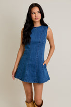 Load image into Gallery viewer, Heard It All Round Neck Sleeveless Denim Dress