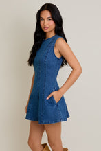 Load image into Gallery viewer, Heard It All Round Neck Sleeveless Denim Dress