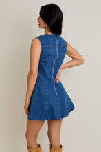 Load image into Gallery viewer, Heard It All Round Neck Sleeveless Denim Dress