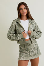Load image into Gallery viewer, Not Today Tree Camo Printed Crop Hoodie Jacket