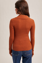 Load image into Gallery viewer, Full Heart Front Twist Collard Sweater Knit Top