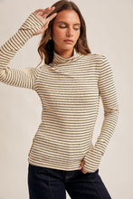 Load image into Gallery viewer, Turned Upside Down Stripe Turtle Neck LS Top