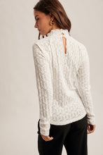 Load image into Gallery viewer, Turned Into Goodbyes Mock Neck LS Lace Top in Off White