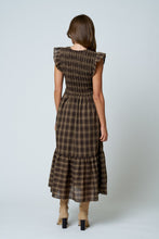 Load image into Gallery viewer, Saw You Cry Plaid Smocked V-Neck Button Down Midi Dress
