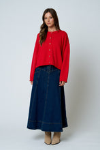 Load image into Gallery viewer, Comes My Time Button Down Knit Cardigan in Red