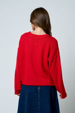 Load image into Gallery viewer, Comes My Time Button Down Knit Cardigan in Red