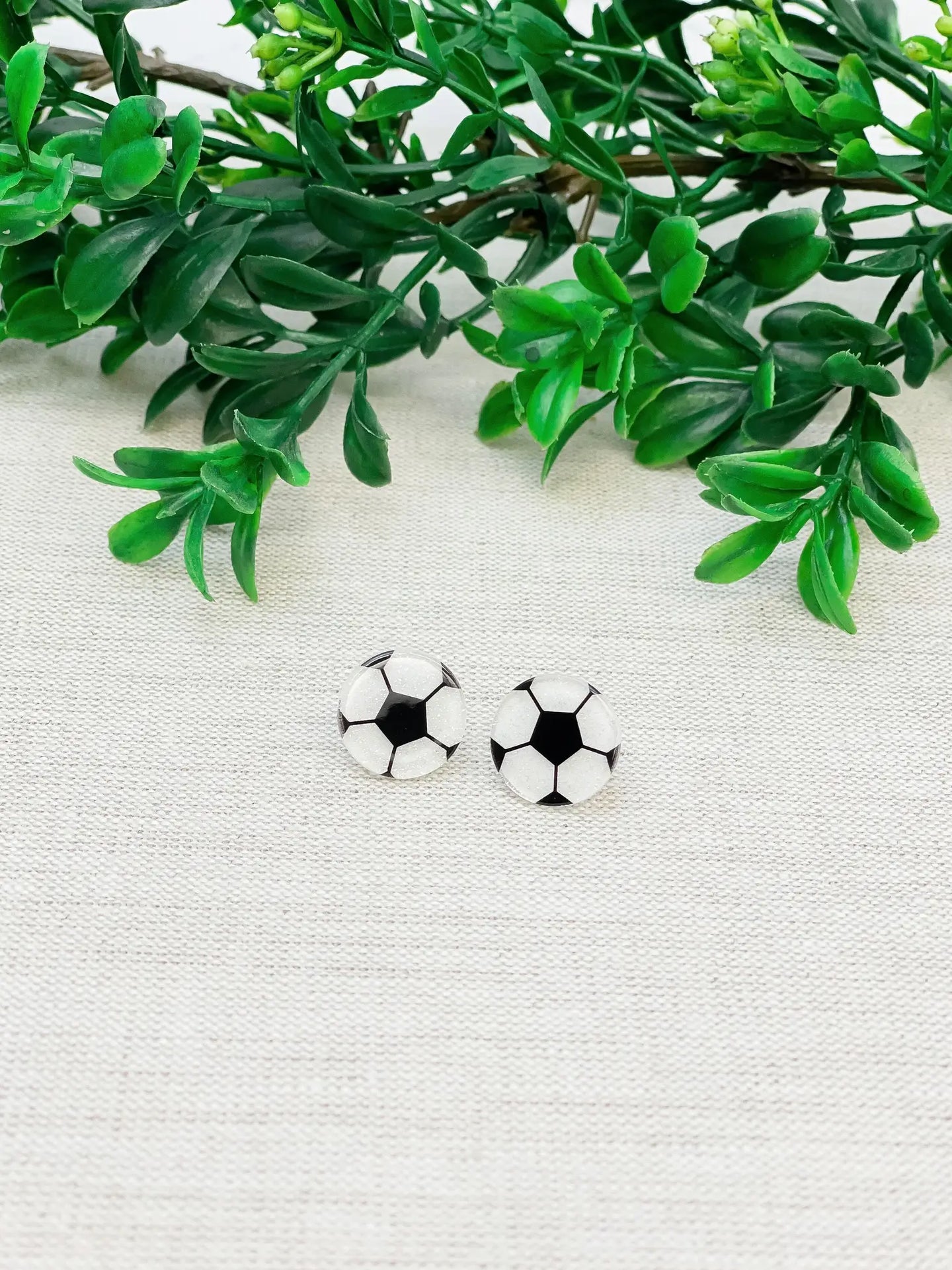 Glitter Acrylic Sports Stud Earrings Soccer