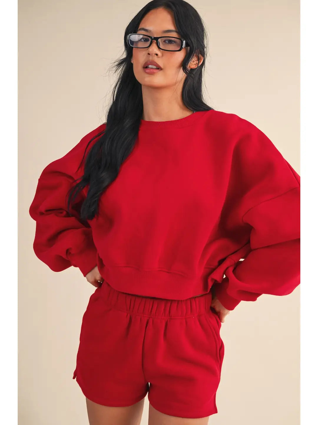 Moving Around Cozy Fleece Oversized Sweatshirt in Cherry