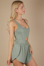 Load image into Gallery viewer, Take a Look Around Front Cutout Activewear Romper in Sage