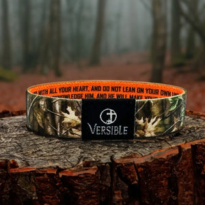 Versible Forest Camo Proverbs 3:5-6 Wristband