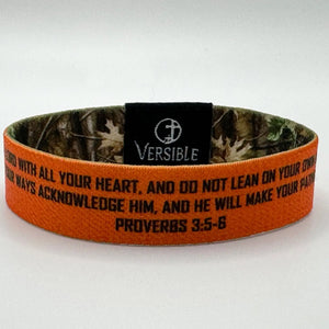 Versible Forest Camo Proverbs 3:5-6 Wristband