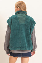 Load image into Gallery viewer, Forget The World Sherpa Vest with Snap Closure in Green