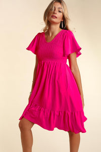 Adventure of a Lifetime Smocked Dress Hot Pink