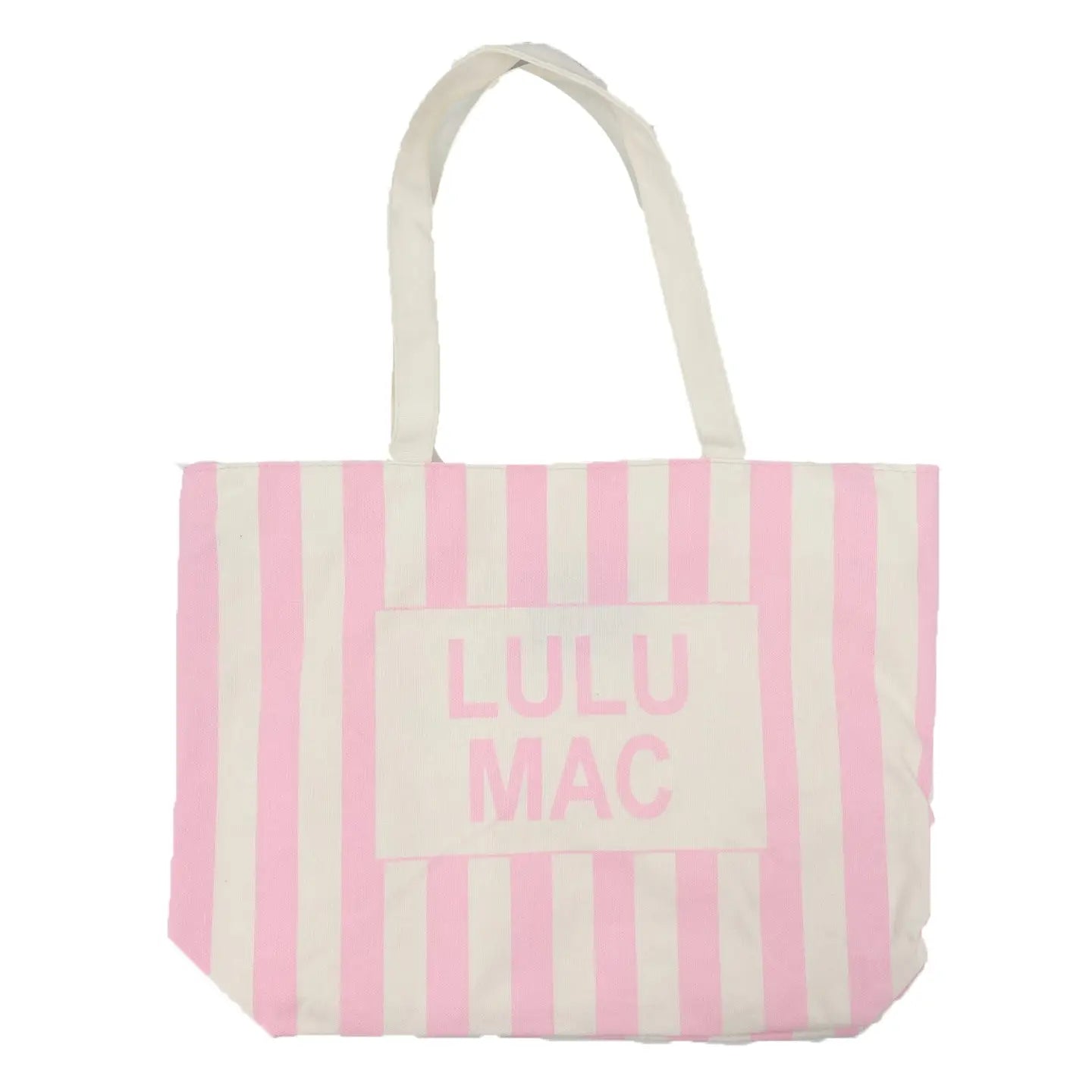 Lulu Mac Canvas Tote in Pink/White Stripe