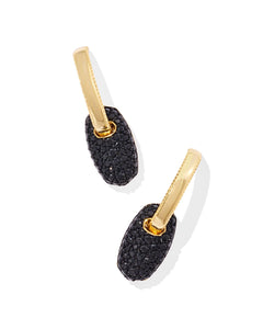 Kendra Scott Bailey Pave Huggie Earrings in Gold Black Crystal