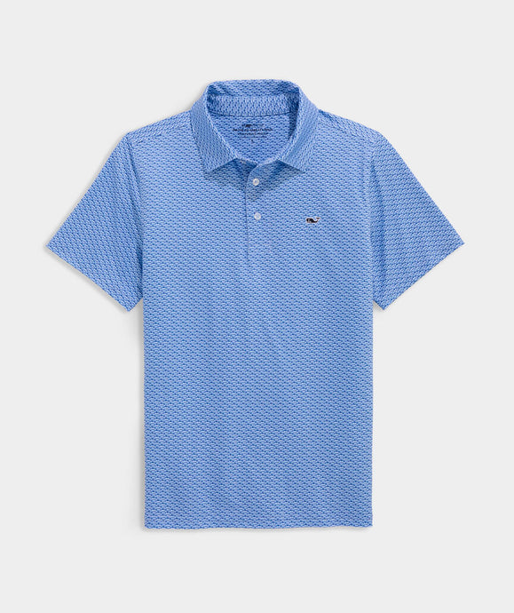 Vineyard Vines Printed Sankaty Polo in Bass Micro Jake Blue