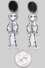 Load image into Gallery viewer, Spooky Scary Skeleton Drawing Earrings