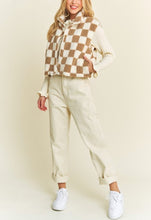 Load image into Gallery viewer, Looks of Love Checkered Sherpa Crop Vest