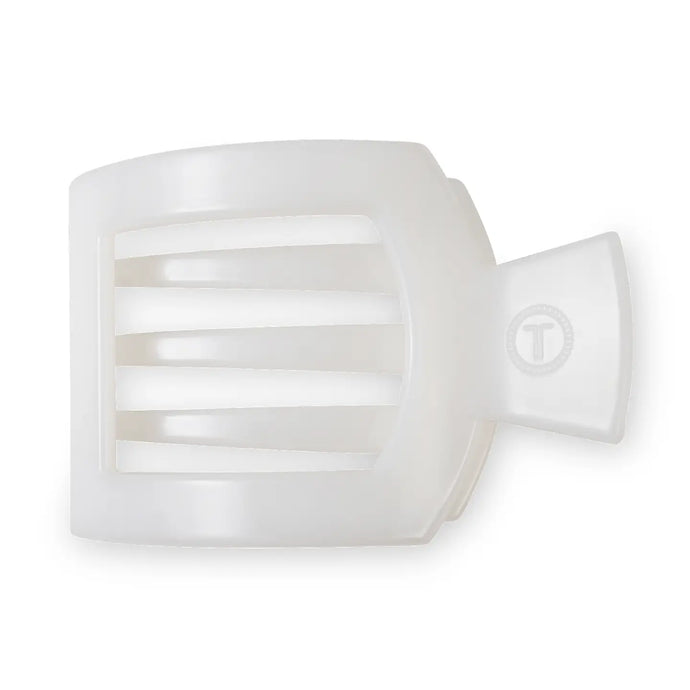 Teleties Small Flat Square Clip in Coconut White