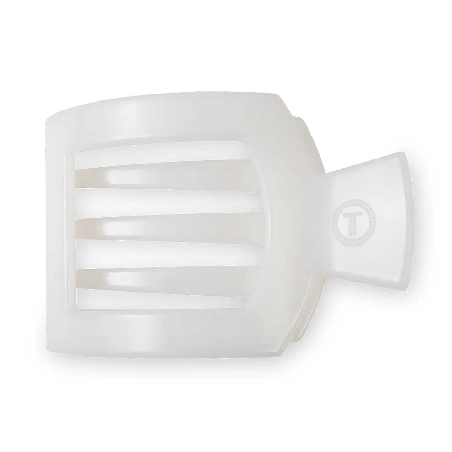 Teleties Small Flat Square Clip in Coconut White