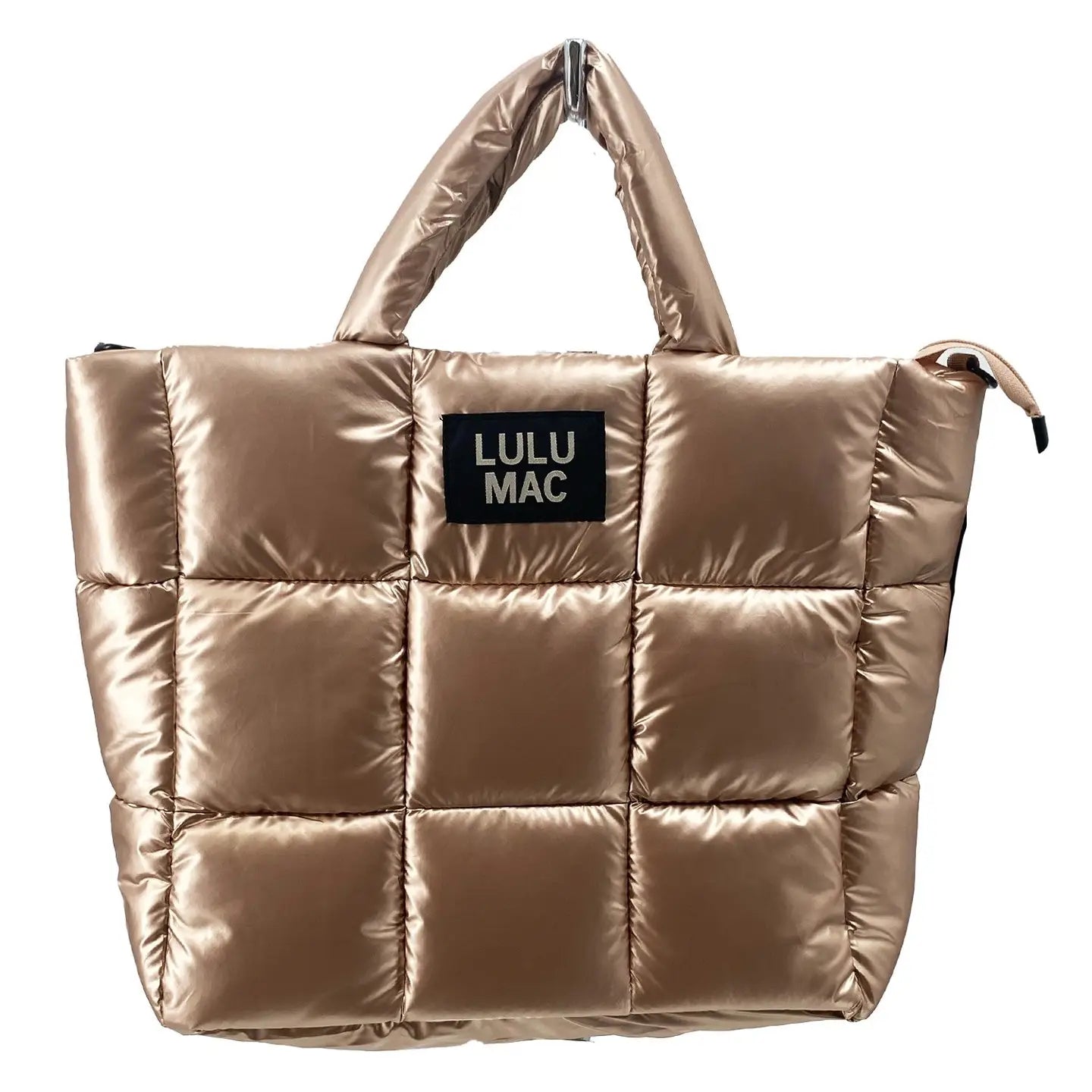 Lulu Mac Large Puffer Metallic Handbag in Pewter