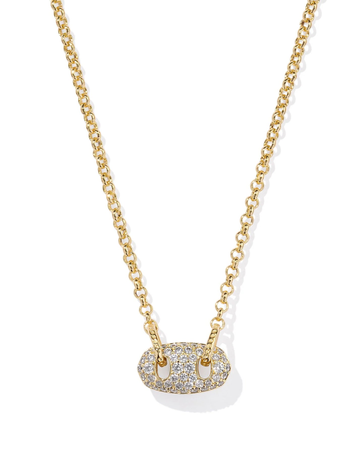 Kendra Scott Bailey Pave Pendent Necklace in Gold White Crystal