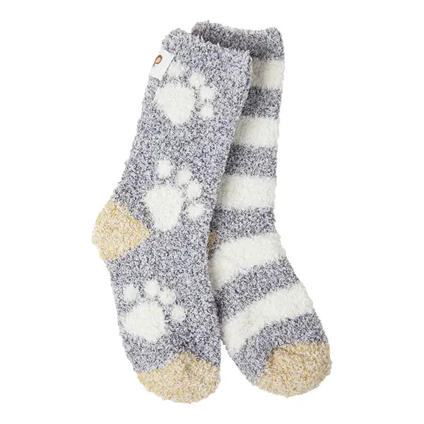 World's Softest Socks Kids Cozy Crew Paw And Stripe in 12-24months