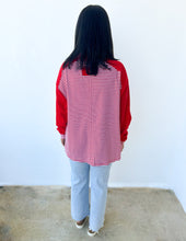 Load image into Gallery viewer, November Nights Striped Henley Top in Red