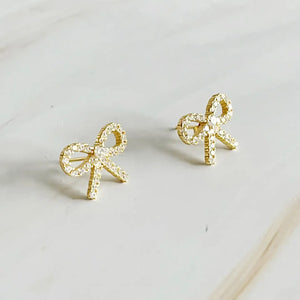 Shine Mini Bow Gold Earrings