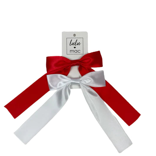 Satin Double Bow Red/White