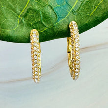 Load image into Gallery viewer, Pure Elegance Oval Pave Gold Hoop Earrings