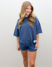 Load image into Gallery viewer, Lulu Mac SS Terry Cloth Top in Navy