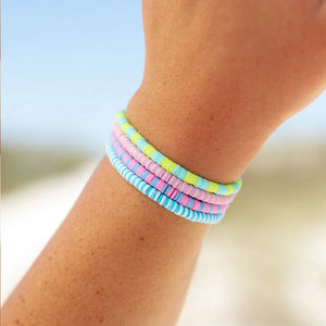 Puravida Violet Sunrise Seascape Vinyl Disc Stretch Bracelet