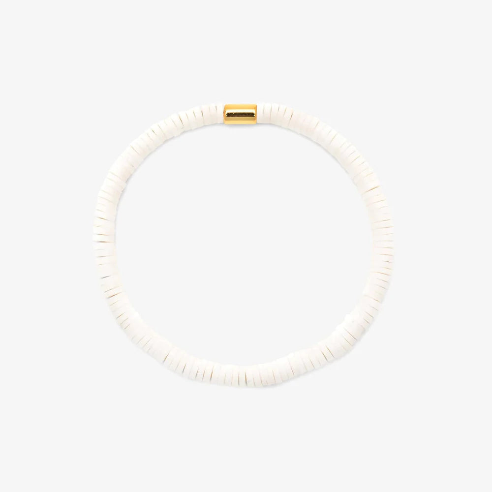 Puravida White Seascape Vinyl Disc Stretch Bracelet