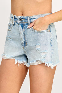 Begging Me High Rise 90's Distress and Frayed Hem Denim Shorts
