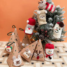 Load image into Gallery viewer, Around the Christmas Tree Triangle Box Gift Fuzzy Socks