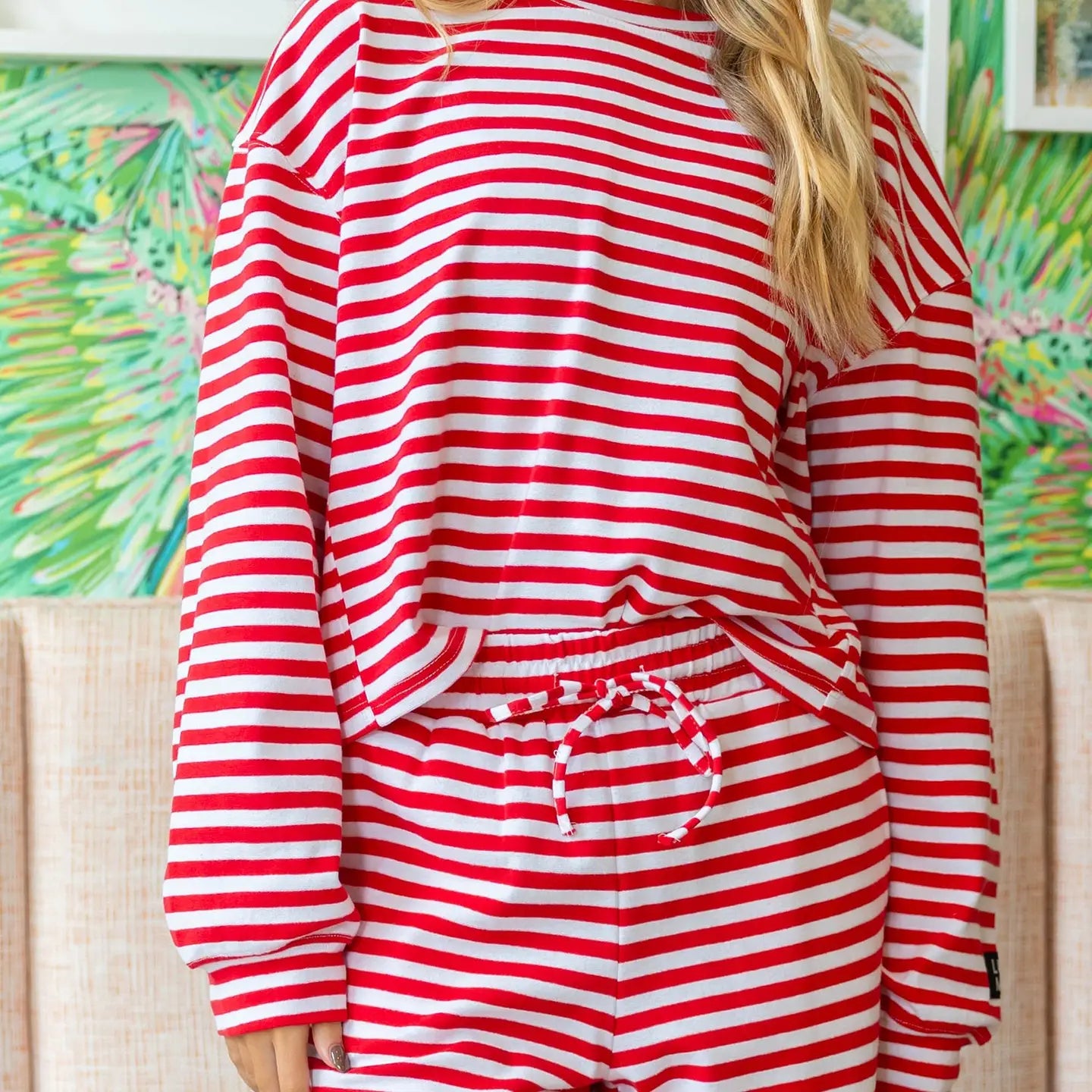 Lulu Mac Stripe LS Top in Red