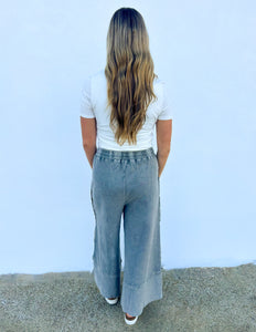 Cute & Comfy Terry Knit Palazzo Pants in Ash