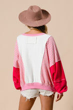 Load image into Gallery viewer, You&#39;re Misunderstood Terry Stripe Pullover in Pink