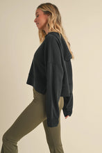 Load image into Gallery viewer, Lost My Mind Scuba Oversized Crop Hoodie in Black