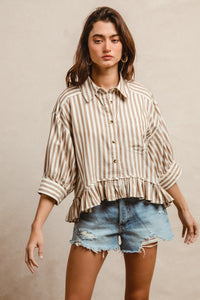 Waiting For The Sun Button Up Top in Latte