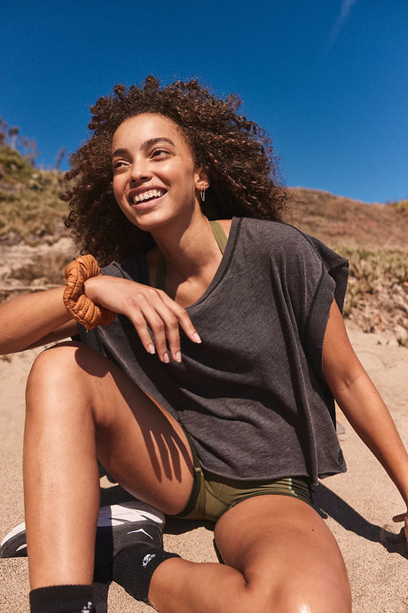 Free People My Time Tee in Black