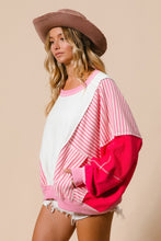 Load image into Gallery viewer, You&#39;re Misunderstood Terry Stripe Pullover in Pink