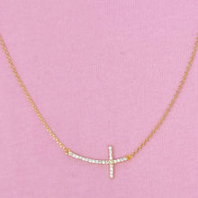 Load image into Gallery viewer, Shiny Side Gold Cross Necklace