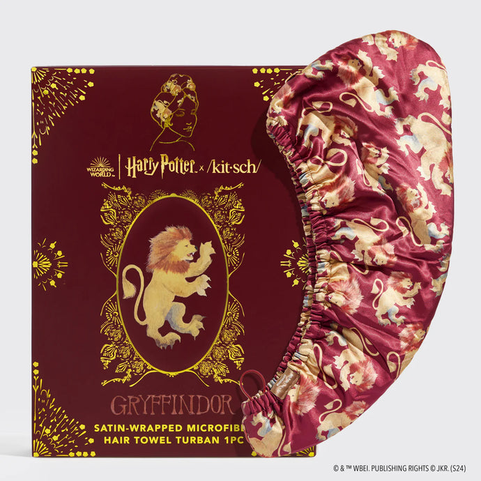 Harry Potter x Kitsch Gryffindor Satin-Wrapped Hair Towel