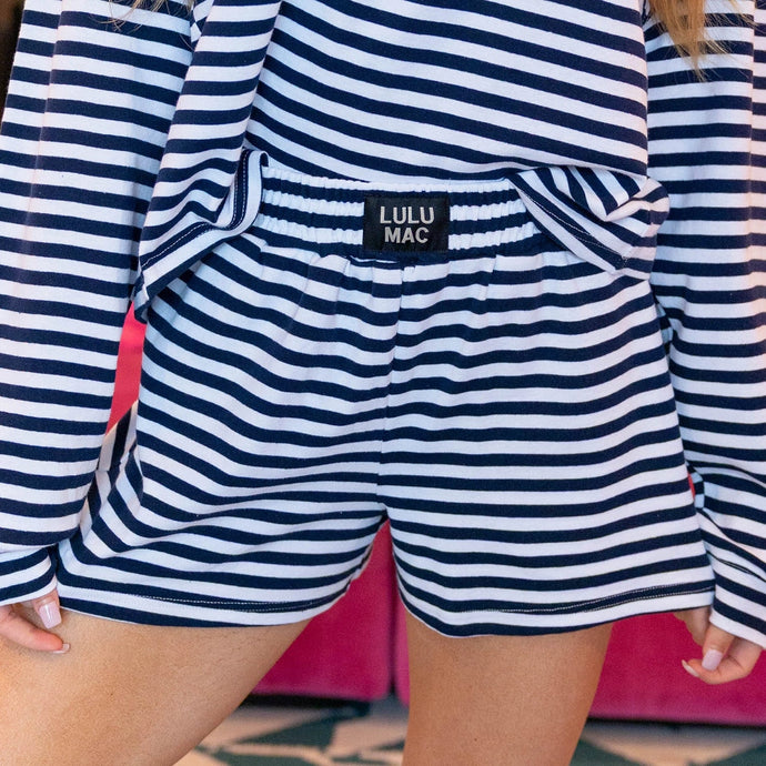Lulu Mac Stripe Shorts in Navy