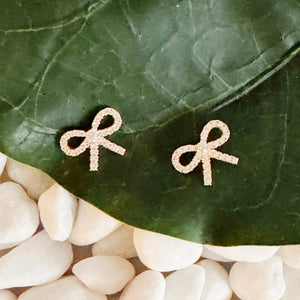 Shine Mini Bow Gold Earrings