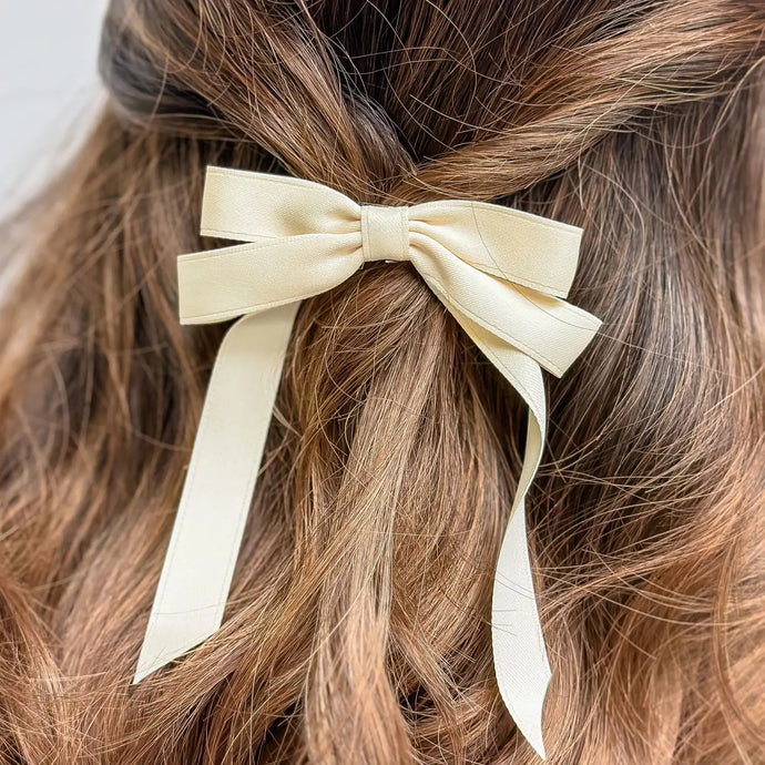 Satin Ribbon Hair Clips Cream