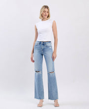Load image into Gallery viewer, Glorietta High Rise Distressed Slime Wide Leg Jeans